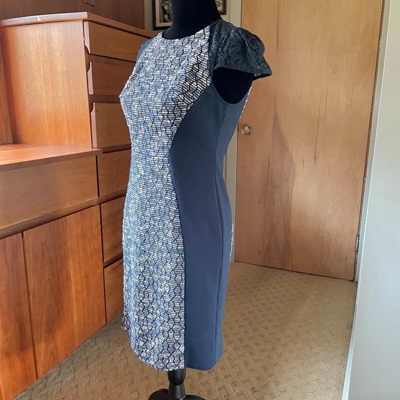 Anthropologie Moulinette Soeurs Tweed Front Column Motif Dress 4 - Picture 2 of 12